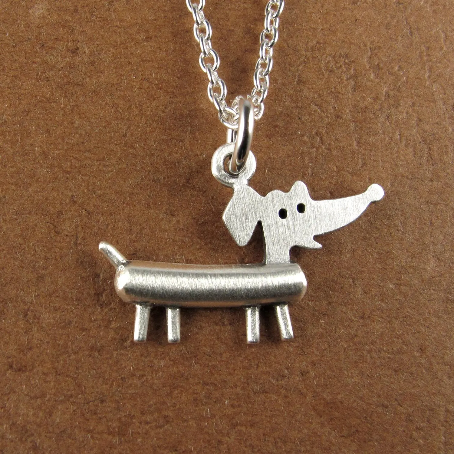 Dachshund Pendant Necklace - Silver Plated