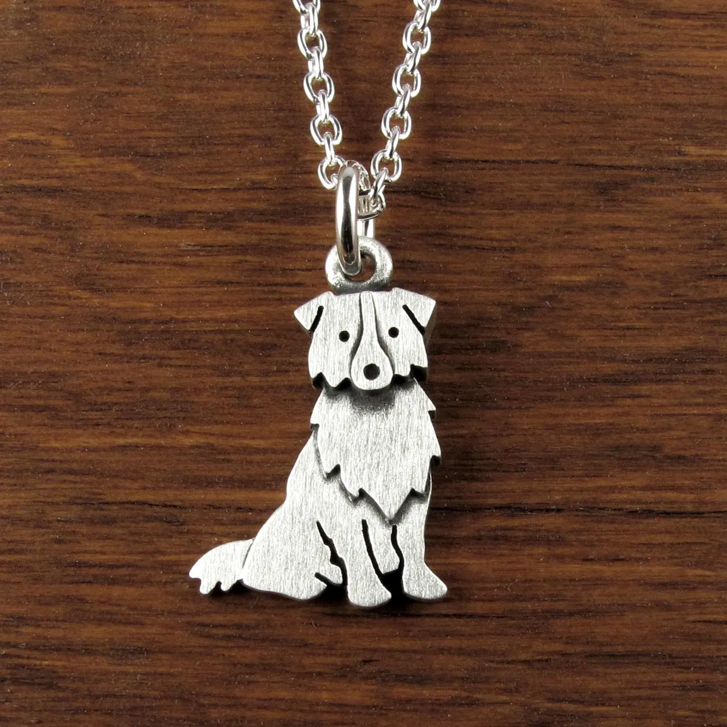 Australian Shepherd Pendant Necklace - Silver Plated