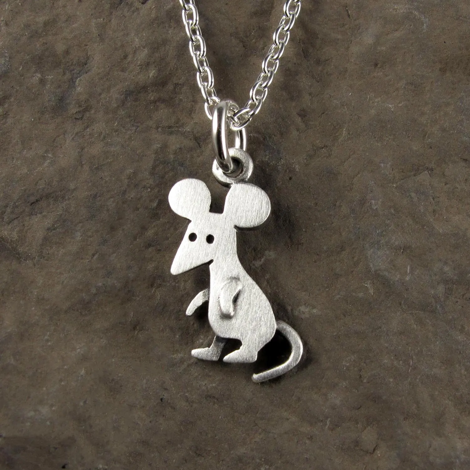 Mouse Pendant Necklace - Silver Plated