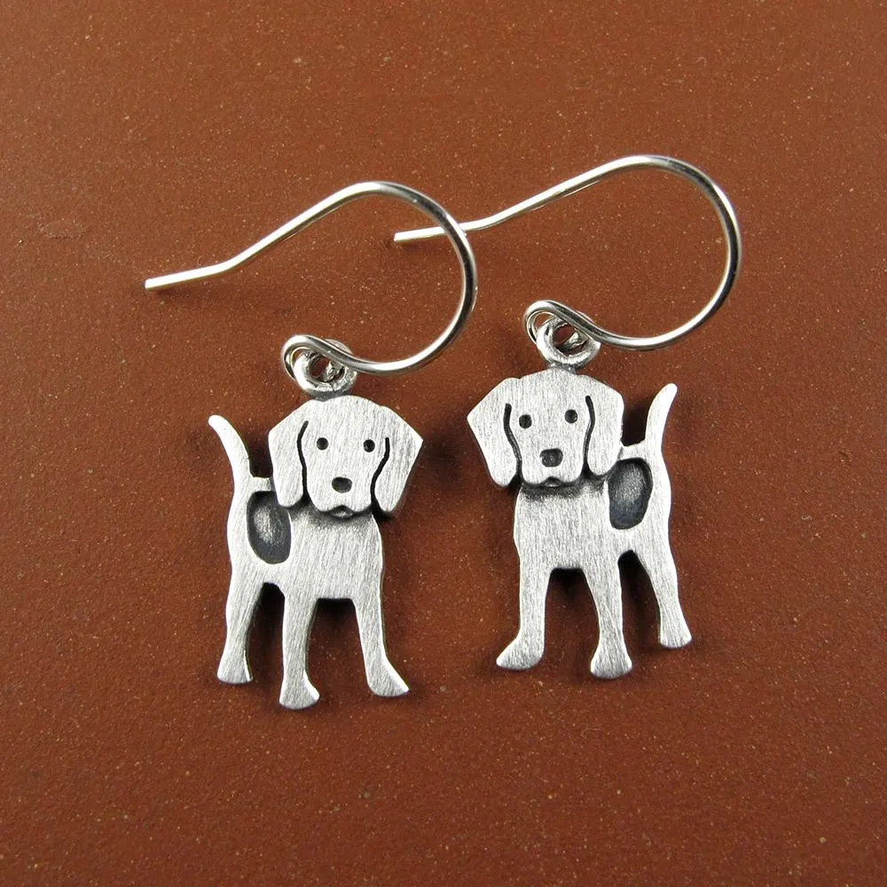 Beagle Earrings - Silver Plated