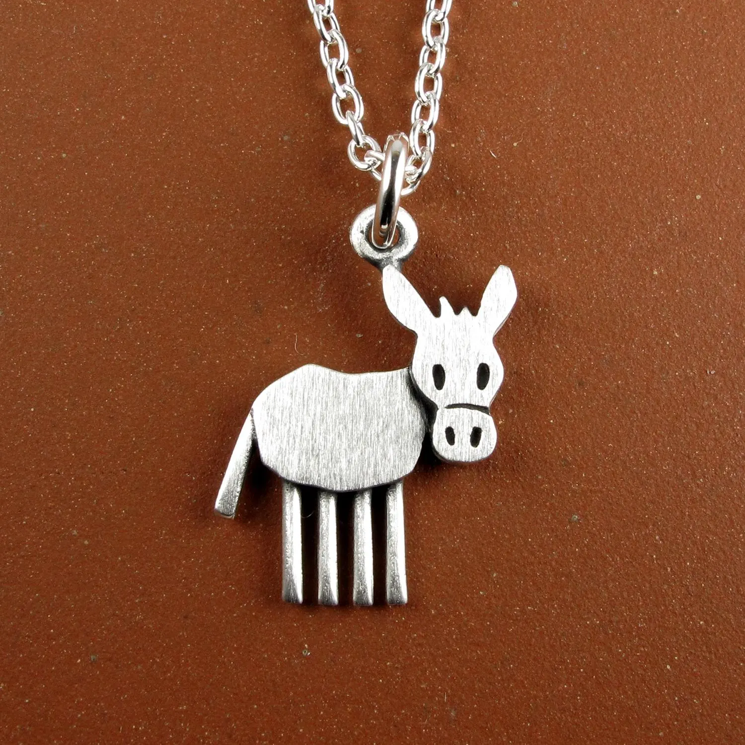 Donkey Pendant Necklace - Silver Plated
