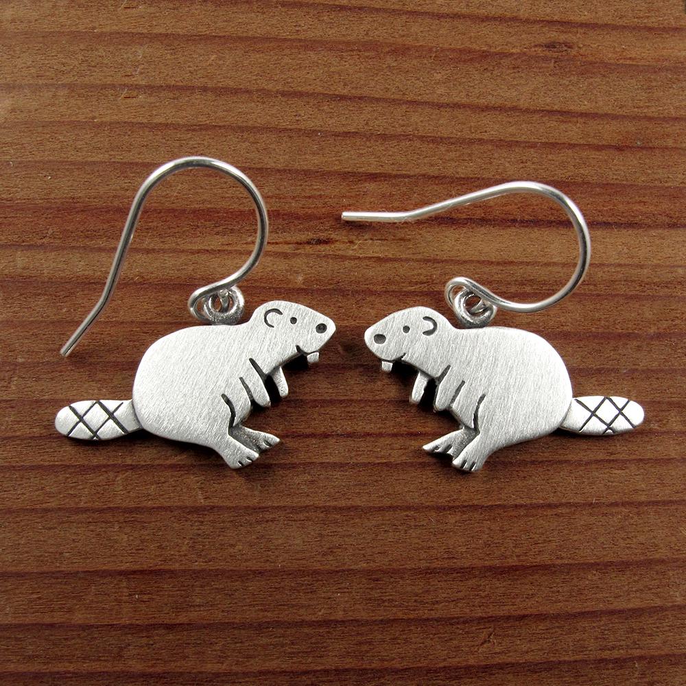 Beaver Earrings - Silver Plated