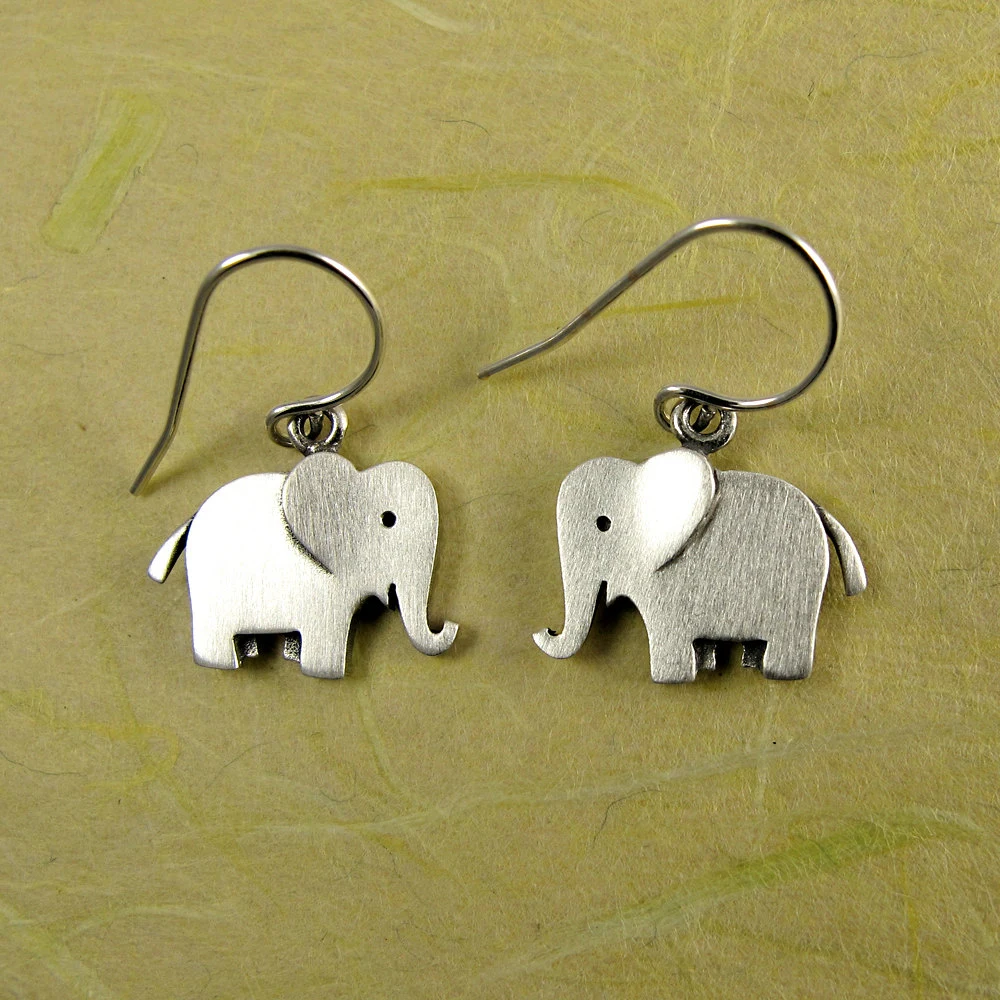 Elephant Earrings - Silver Plated