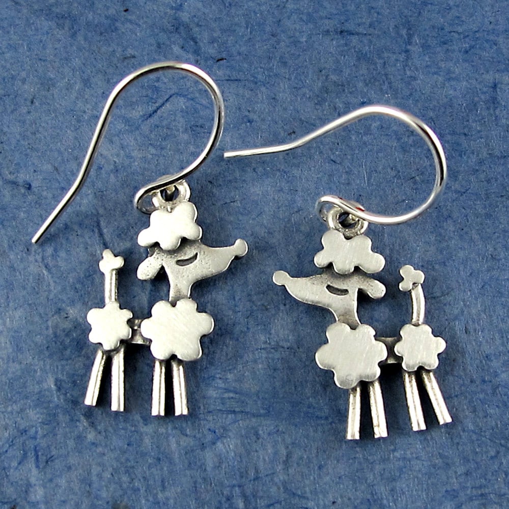 Poodle Earrings - Silver Plated